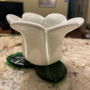 Beautiful vintage, hand made glass flower candler
